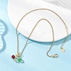 3 Cube Faceted Glass Pendant 304 Stainless Steel Cable Chain Necklaces for Women NJEW-JN05711-02-5