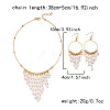 Alloy & Imitation Pearl Round Tassel Dangle Earrings & Necklaces Sets for Women WG98AEF-01-3