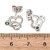 Brass Micro Pave Green Cubic Zirconia Stud Earrings for Women EJEW-K271-05P-2