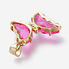 Brass Micro Pave Clear Cubic Zirconia Pendants ZIRC-P079-D01-13-2