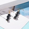 Natural Obsidian Chip Beaded Dangle Earrings EJEW-JE04788-08-2