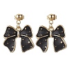Bowknot Alloy Enamel Dangle Stud Earrings EJEW-JE06449-3