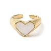 Shell Heart Open Cuff Ring for Women RJEW-C091-07G-01-2