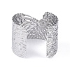Non-Tarnish 304 Stainless Steel Textured Wide Open Cuff Bangles for Women BJEW-S155-05P-3