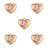 5 Pieces Heart Brass Charm with Pink Cubic Zirconia Valentine's Day Pendant Love Charm Pendant for Jewelry Earring Making Crafts JX384A-1
