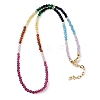 7 Chakra Faceted Round Cubic Zirconia Beaded Necklaces with Brass End Chains for Women NJEW-L014-05G-4