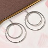 Electroplated 304 Stainless Steel Flat Round Dangle Earrings EJEW-Z129-09P-3