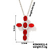 Brass Pave Cubic Zirconia Cross Pendant Necklaces CU6638-4-1