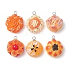 6Pcs 6 Styles Resin Imitation Food Pendants PALLOY-JF02749-1