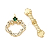 Brass Micro Pave Clear Cubic Zirconia Toggle Clasps KK-K391-15G-2