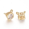 Brass Cubic Zirconia Charms ZIRC-D118-07G-2