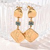 Rhombus 304 Stainless Steel Enamel Flower Pendant Necklaces & Stud Earrings Sets SA-CBA2C2A-02G-2