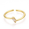 Brass Micro Pave Clear Cubic Zirconia Cuff Rings for Women KK-T070-115-2