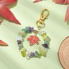 Natural & Synthetic Gemstone Chips Beads & Maple Leaf Alloy Enamel Pendant Decoration KEYC-JKC01018-03-2