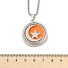 316 Surgical Stainless Steel Aromatherapy Diffuser Perfume Hollow Flat Round Pendant Box Chain Necklaces NJEW-R016-01P-08-5