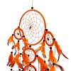 Handmade Round Polyester Woven Net/Web with Feather Wall Hanging Decoration HJEW-G015-01-3