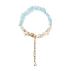 Beachy Natural white Jade Chip Beads & Synthetic Turquoise Charm Bracelets BJEW-JB14140-02-3