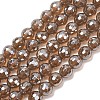 Electroplated Natural Agate Beads Strands G-B191-A07-6mm-17-1