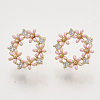 Brass Micro Pave Clear Cubic Zirconia Stud Earring Findings X-KK-T054-38G-NF-1
