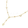 Rhinestone & Natural  Shell Moon & Star Link Chains Lariat Necklace NJEW-M199-08G-3