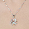 Non-Tarnish 201 Stainless Steel Hollow Sun with Eye Pendant Necklace NJEW-OY002-05-1