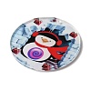 Printed Flat Round Christmas Themed Acrylic Pendants OACR-L018-05D-2