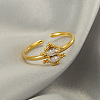 304 Stainless Steel Micro Pave Clear Cubic Zirconia Cuff Rings for Women FS-WGE9F4E-03-1