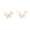 Brass Micro Pave Clear Cubic Zirconia Stud Earring Findings X-KK-D063-15G-1