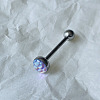 Gradient Color Flat Round Scale Stainless Steel Enamel Straight Barbell 15 Gauge Piercing Tongue Rings for Women Men WGF798A-40-1