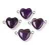 Natural Amethyst Love Heart Pendants G-T138-205A-P-1