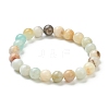 Natural Amazonite Beaded Stretch Bracelets BJEW-D446-C-31-2