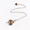 Natural Tiger Eye Sphere Dowsing Pendulums X-BJEW-E292-A09-2