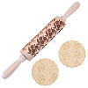 Flower Print Wood Rolling Pin AJEW-WH0314-689B-1