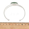 Natural Mixed Gemstone Flat Round Brass Hollow Cuff Bangles for Women BJEW-JB14330-01-5