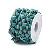 Synthetic Turquoise & 304 Stainless Steel Beads Link Chains CHS-K021-02G-2