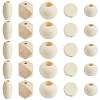 5 Styles Unfinished Wood Beads WOOD-PA0001-21-7
