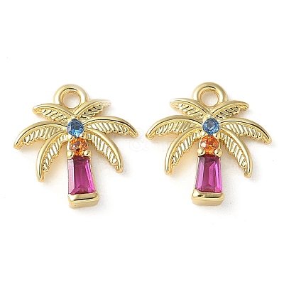 Brass Micro Pave Cubic Zirconia Pendants KK-P290-58G-1