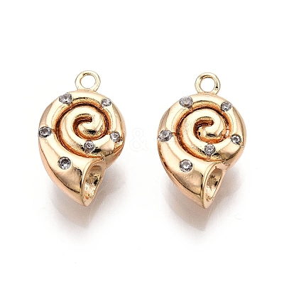 Brass Micro Pave Clear Cubic Zirconia Pendants KK-G436-25G-1