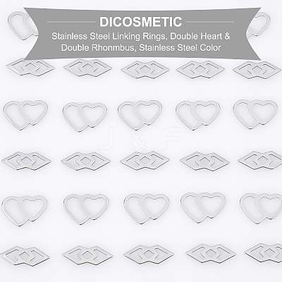 200Pcs 2 Style 304 Stainless Steel Linking Rings STAS-DC0007-72-1
