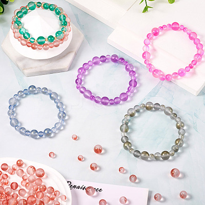 300Pcs Frosted Transparent Glass Beads GLAA-TA0002-78D-1