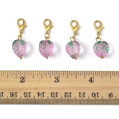 4Pcs Handmade Lampwork Strawberry Pendant Decorations HJEW-FS00041-03-1