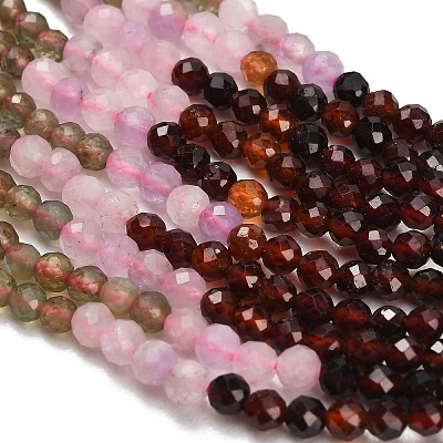 Gradient Color Natural Amethyst & Garnet & Apatite Beads Strands GG-CBA1668-A11-3mm-1
