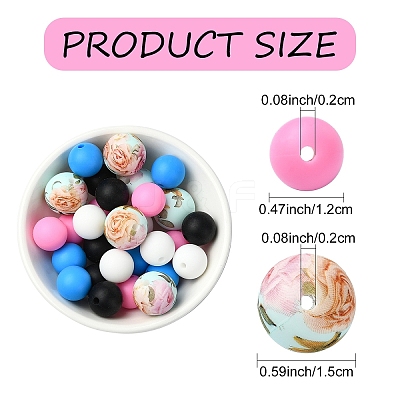 30Pcs 5 Colors Food Grade Eco-Friendly Silicone Focal Beads SIL-YW0001-24A-1