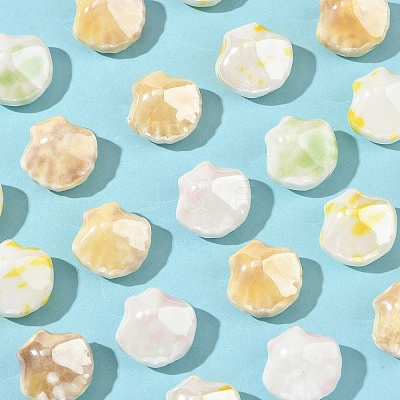 40Pcs 4 Colors Shell Shape Handmade Porcelain Beads PORC-YW0001-20-1