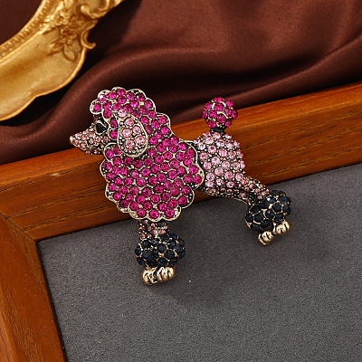 Poodle Alloy Rhinestone Brooches JEWB-Q006-01B-1