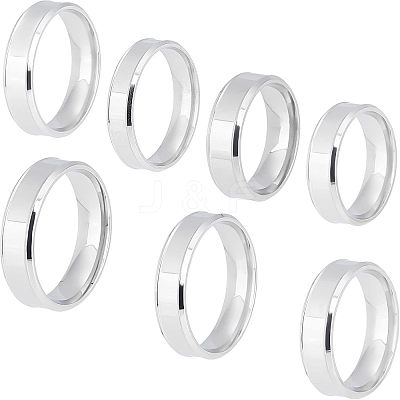 14Pcs 7 Size 201 Stainless Steel Plain Band Ring for Men Women RJEW-DC0001-06B-1