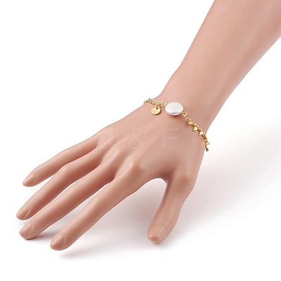 Natural Baroque Pearl Keshi Pearl Link Bracelets BJEW-JB05803-03-1