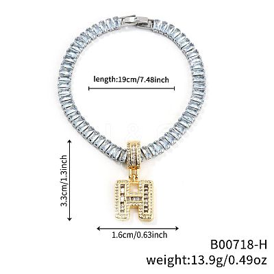 Fashionable Brass Micro Pave Clear Cubic Zirconia Charm Bracelets AF9298-8-1