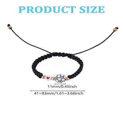 1Pc Sport Theme Acylic & Alloy Braided Bead Bracelets BJEW-LP0003-23D-1