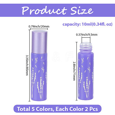 10Pcs 5 Colors Glass Roller Ball Bottles CON-GF0001-21-1